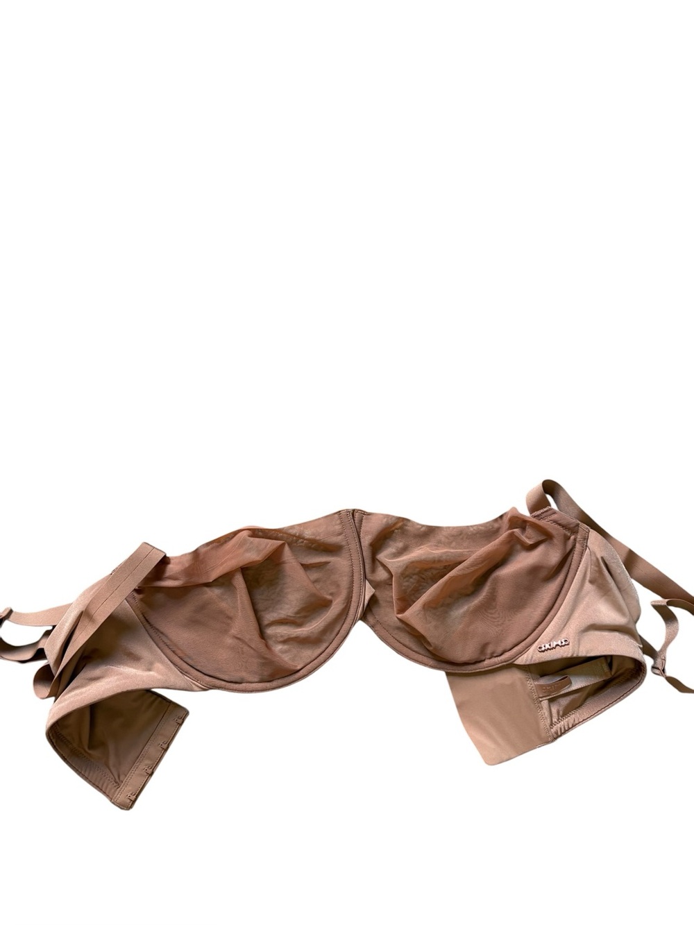 SKIMS No Show Unlined Demi Bra 38DD Sheer Mesh Underwire Nude‎ Beige EXCELLENT ✅